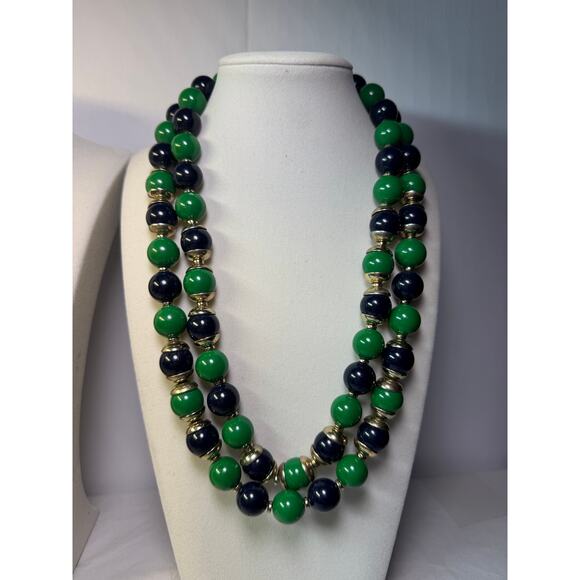 3 kelly green statement bib flower floral bling enamel necklaces banana republic - Picture 12 of 13